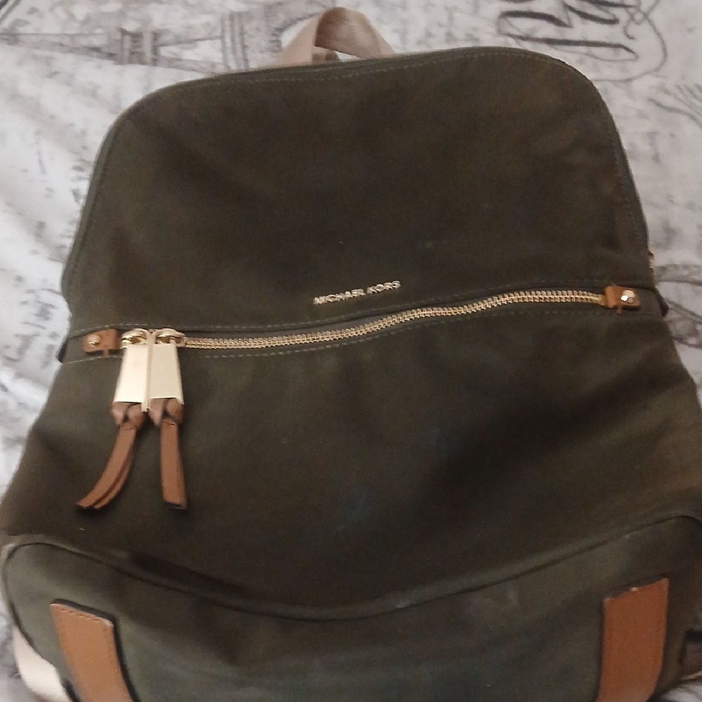 Michael Kors Womens Olive and Brown Backpack